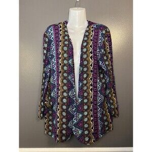 VINTAGE REQUIREMENTS Jacket Womens Large Multicolor Geometric Print Made USA 90s